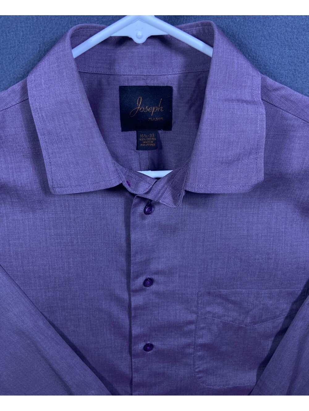 Joseph A Bank Men’s 16.5/33 Light Purple Check Dress Shirt Slim Fit Travel/Tech